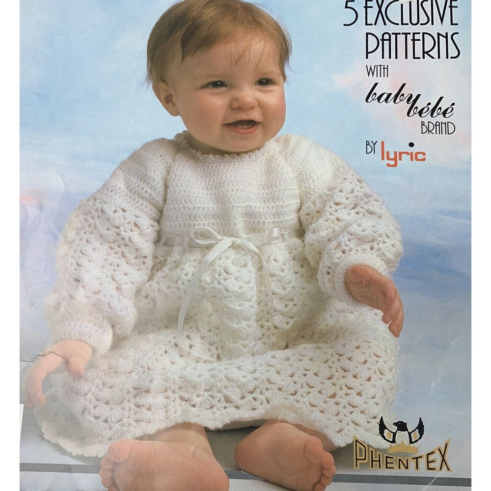 Vintage Craft Pattern Booklet Knit Crochet Baby Infant Gowns Jackets Booties Set